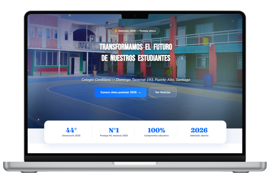 Web Colegio Cordillera en notebook